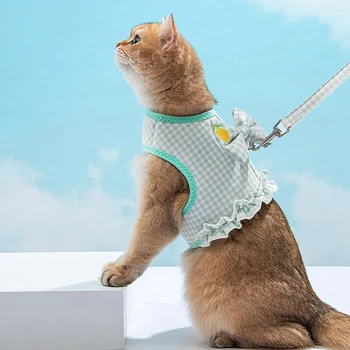 חתול חיכוך החבל למניעת הפרדות, אפוד מיוחד בסגנון רשת חתול אדום חבל להליכה, חתול שרשרת עבור מטיילים, חתלתול